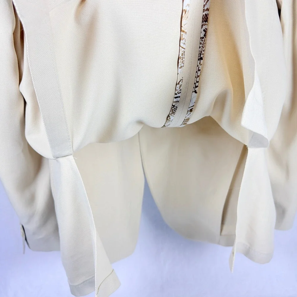 JKT New York Mens 44R 100% Silk Blazer Ivory 2-Button Sport Coat Quiet Luxury
